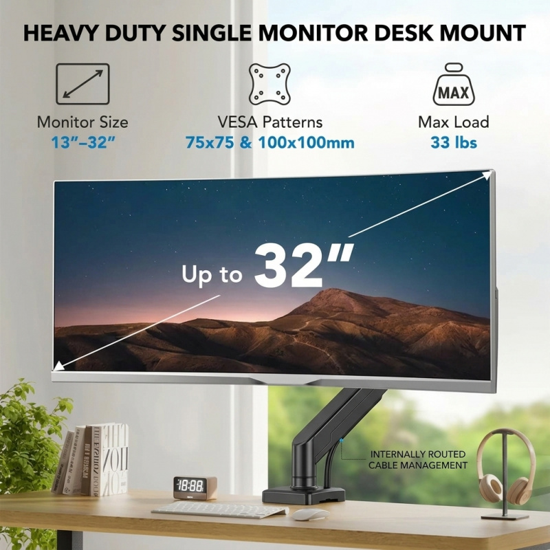 Desk Setup Monitor Arm - Heavy Duty Monitor Arm Bracket 32Inches